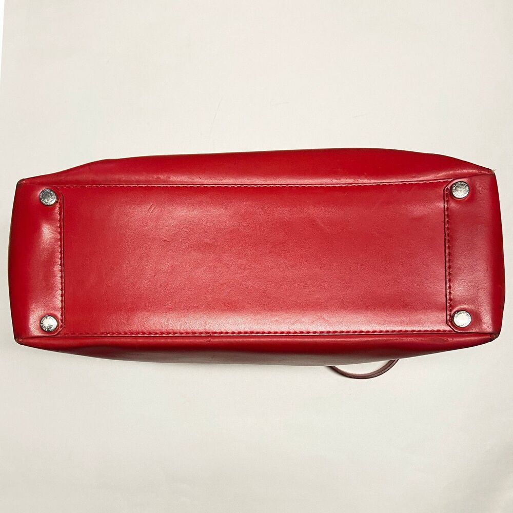 Lamarthe Red Leather Tote Bag Open Top 12"W x 10.5"H x 4.5"D Minimalist Italy - Picture 7 of 16